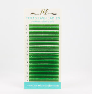 texas lash ladies color lash extensions in green
