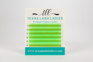 texas lash ladies neon green lash extensions